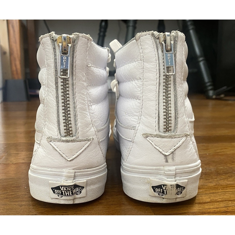 VANS Sk8-Hi Shoes Mens Sz 8.5 White High Top Sneakers Leather Skateboard 721356 - Picture 5 of 11